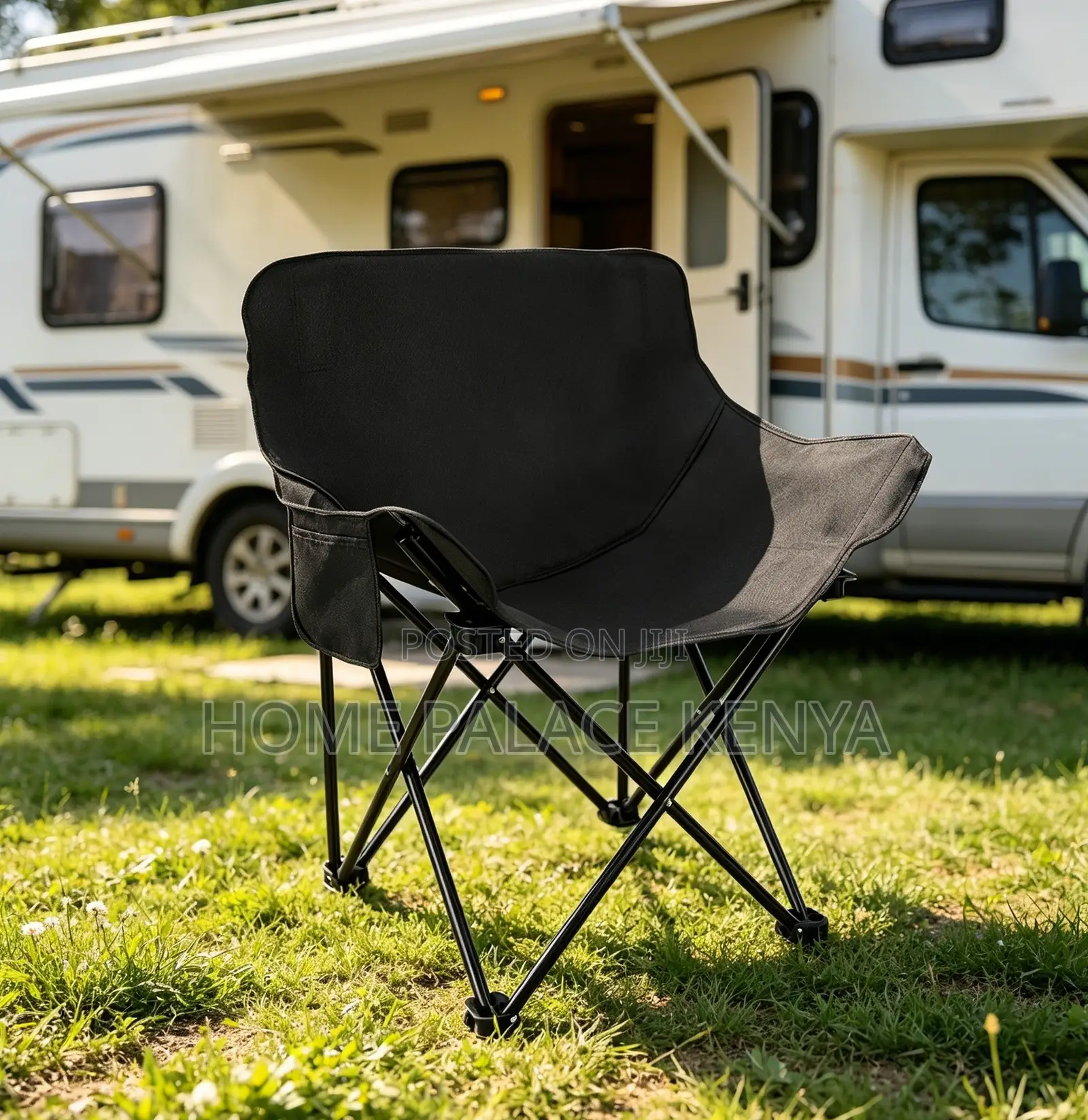 Camping Chair: Durable Black Low Mid Back Hiking Chair