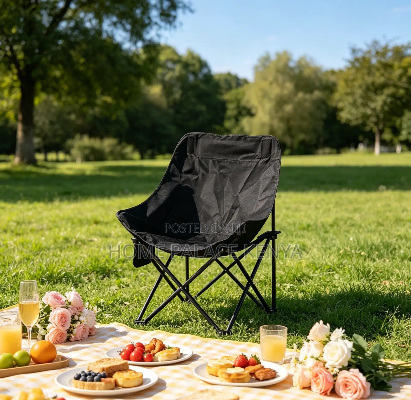 Camping Chair: Durable Black Low Mid Back Hiking Chair