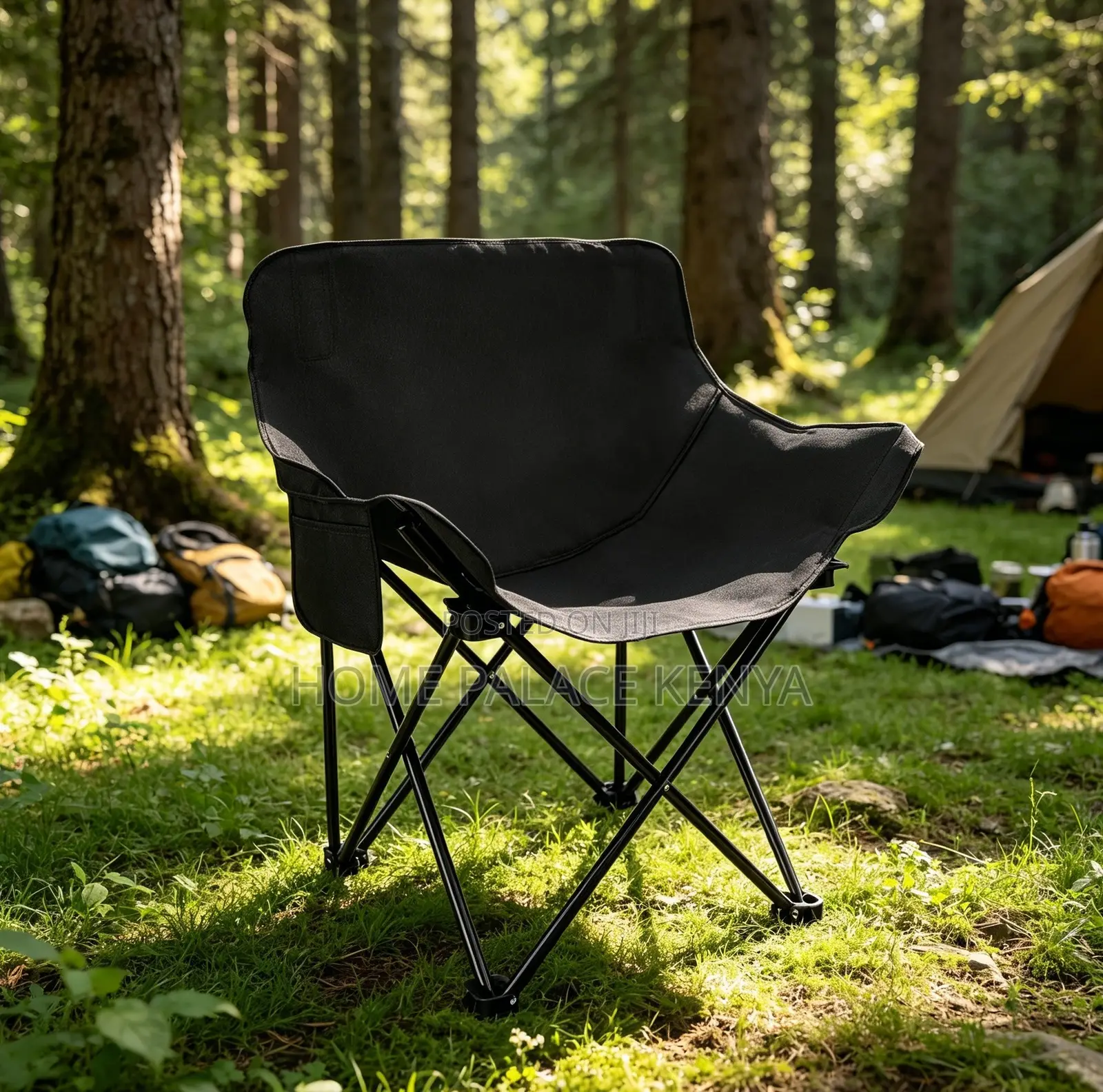Camping Chair: Durable Black Low Mid Back Hiking Chair