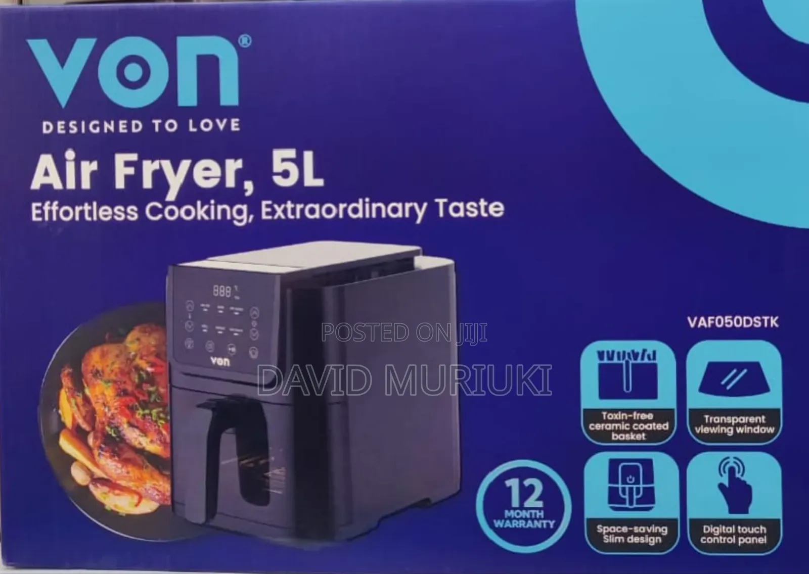 Von 5L Digital Slim Design Air Fryer