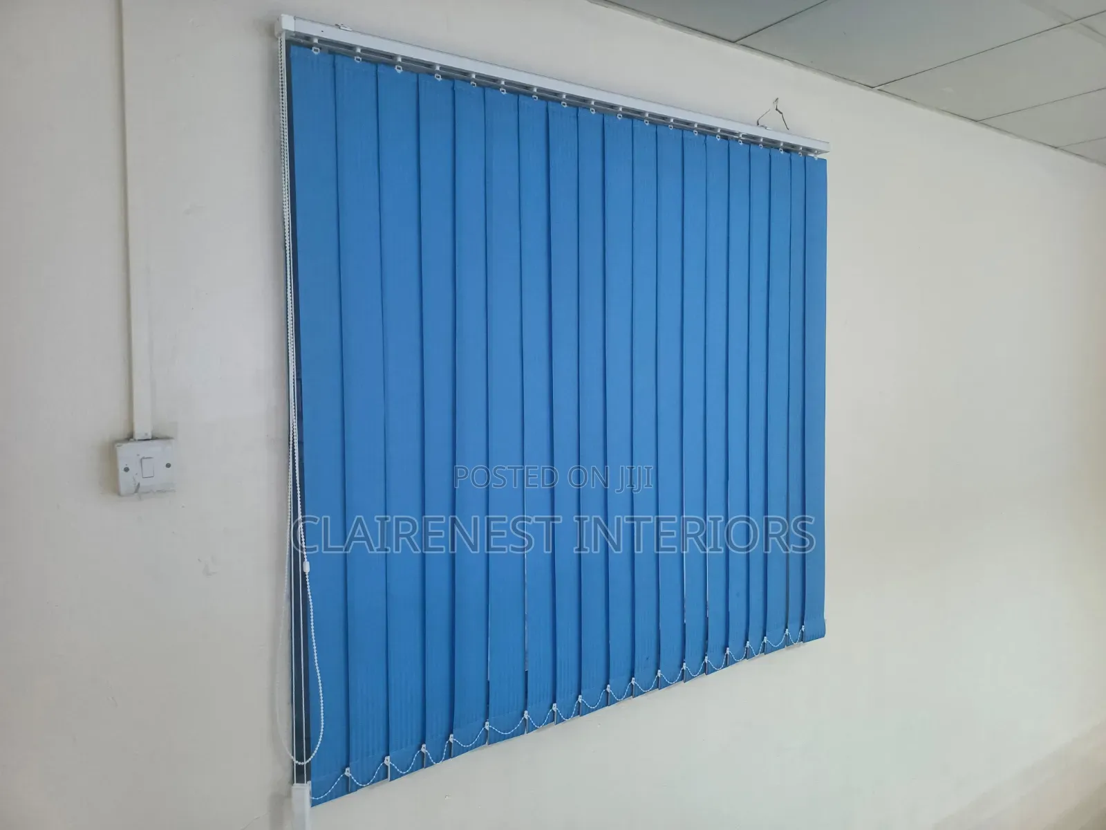 Sky Blue Closed and Opened Office Window Blinds