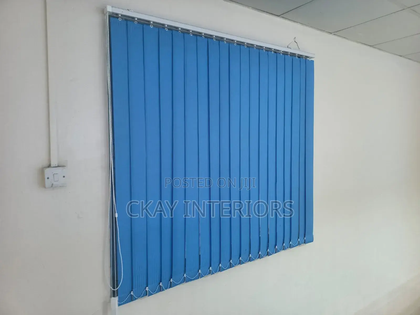 Sky Blue Closed and Opened Office Window Blinds