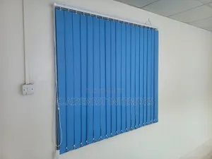 Sky Blue Closed and Opened Office Window Blinds
