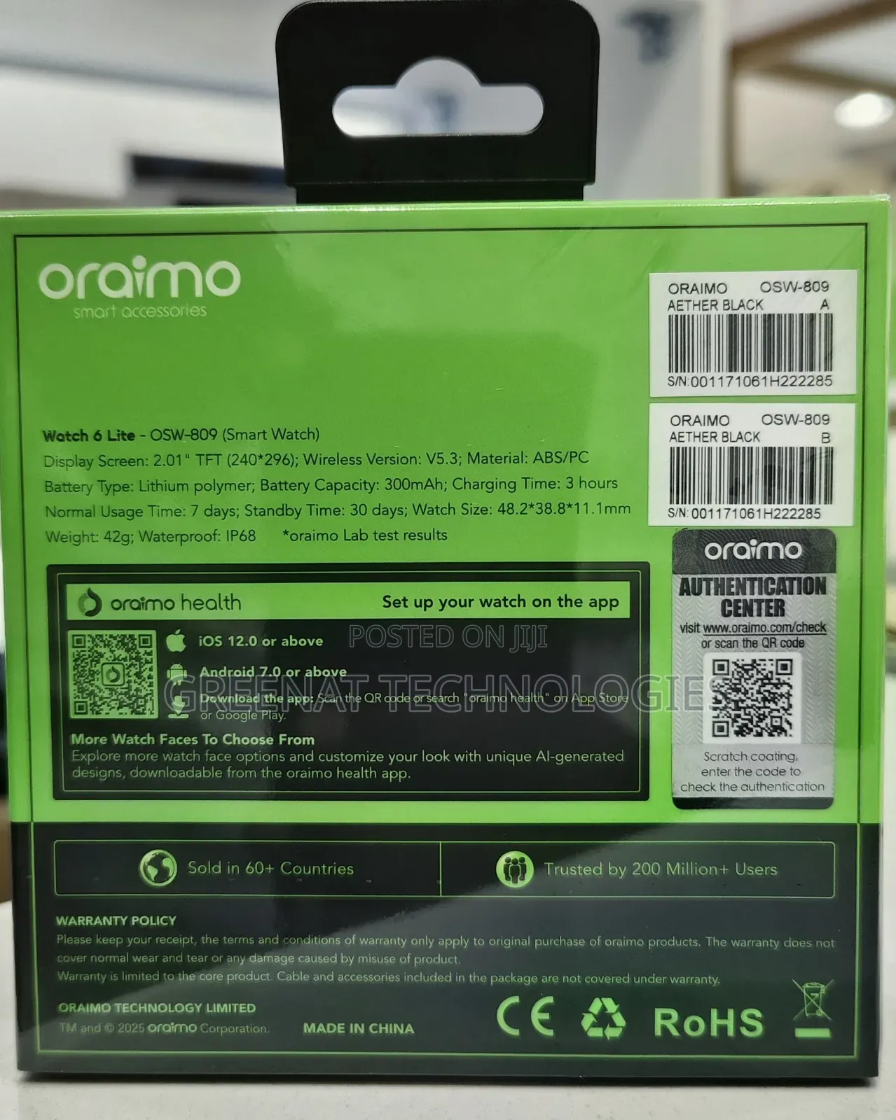 Oraimo Watch 6 Lite OSW-809