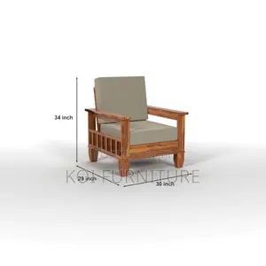 Sofa Set; Six Seaters Heavy Cushioned With Mahogany Finish Line