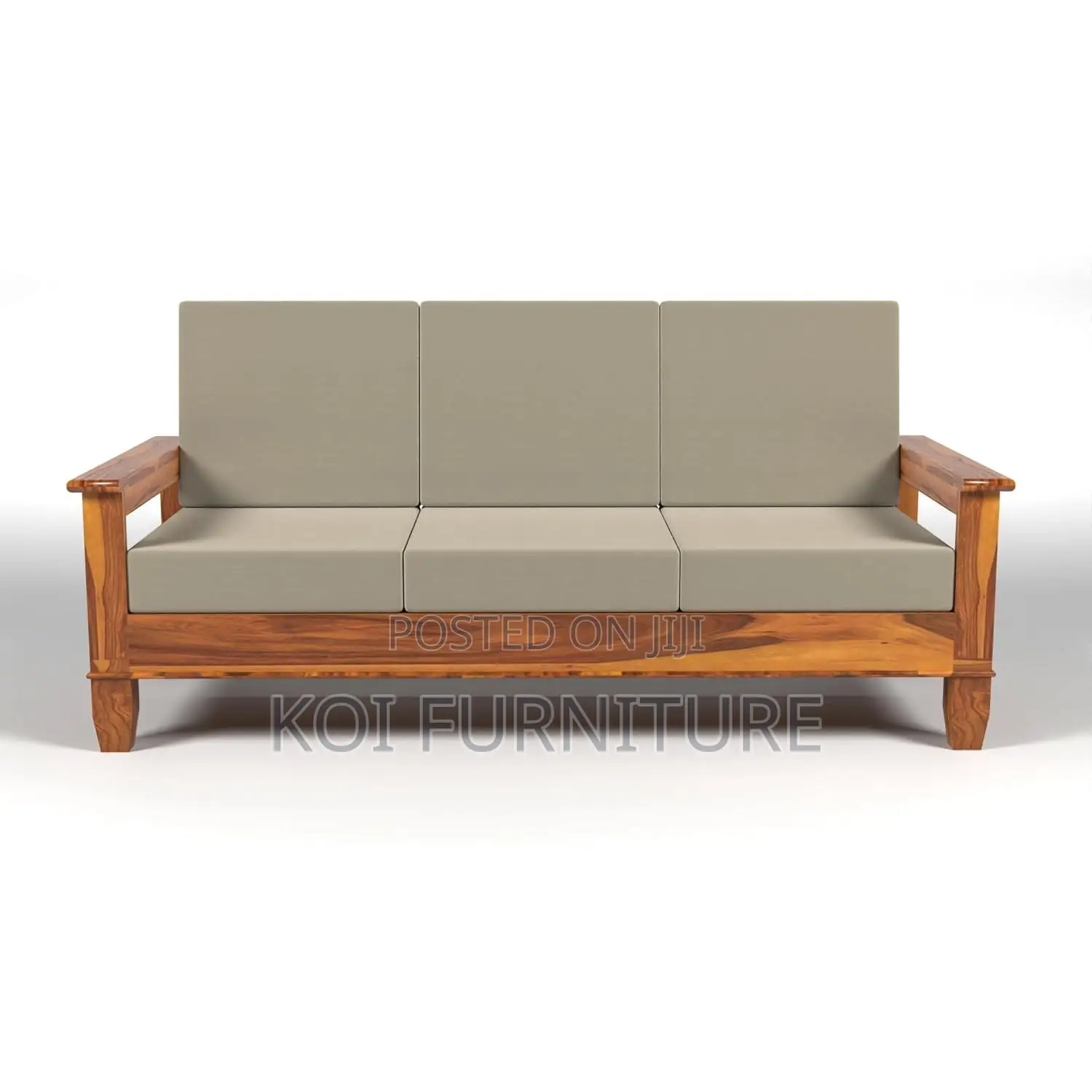 Sofa Set; Six Seaters Heavy Cushioned With Mahogany Finish Line