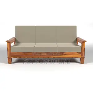 Sofa Set; Six Seaters Heavy Cushioned With Mahogany Finish Line
