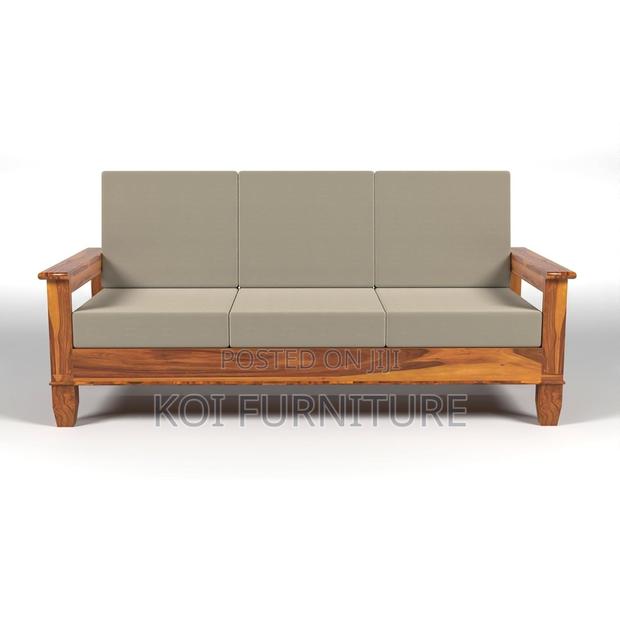Sofa Set; Six Seaters Heavy Cushioned With Mahogany Finish Line - thumbnail 4
