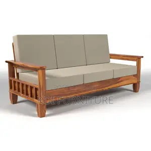 Sofa Set; Six Seaters Heavy Cushioned With Mahogany Finish Line