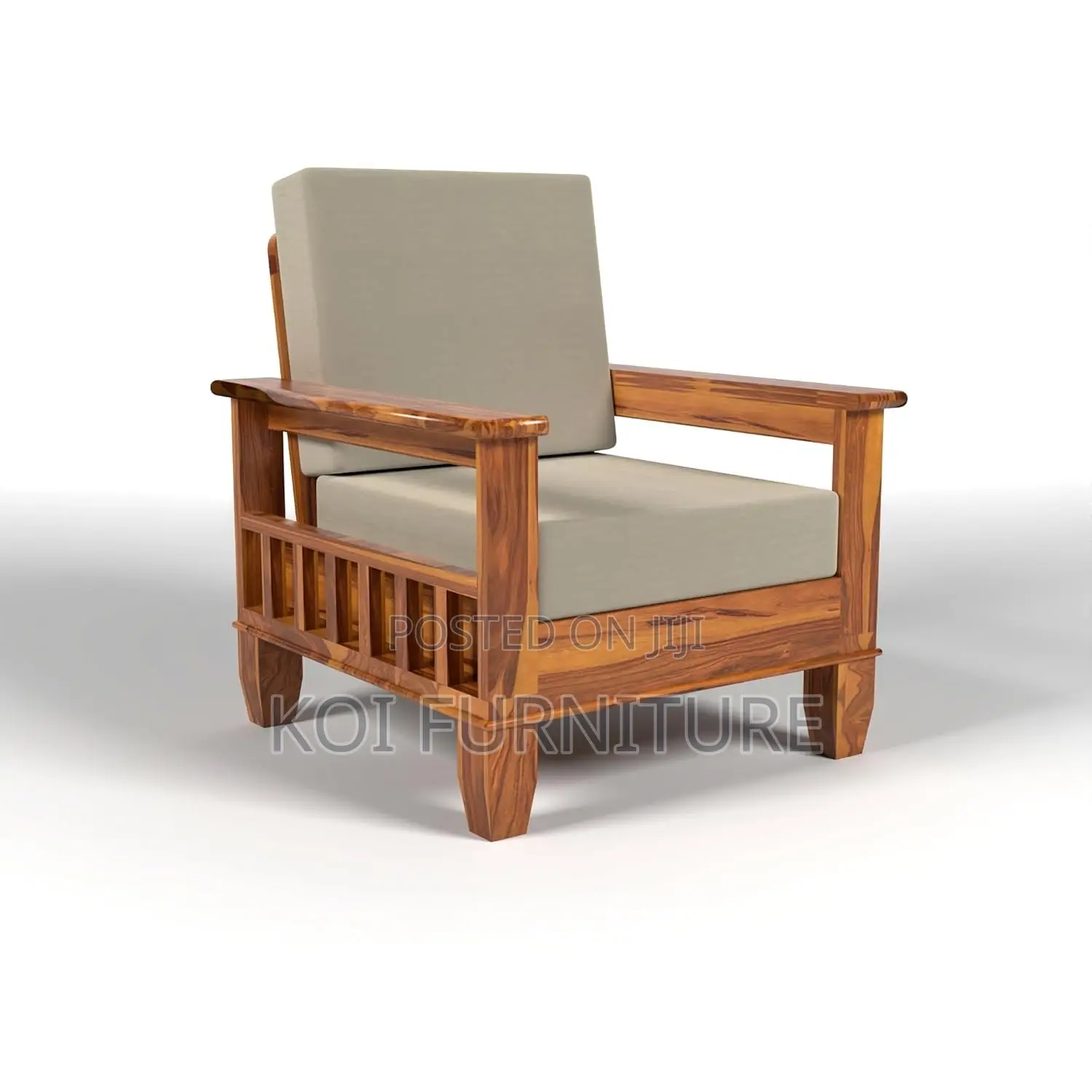 Sofa Set; Six Seaters Heavy Cushioned With Mahogany Finish Line