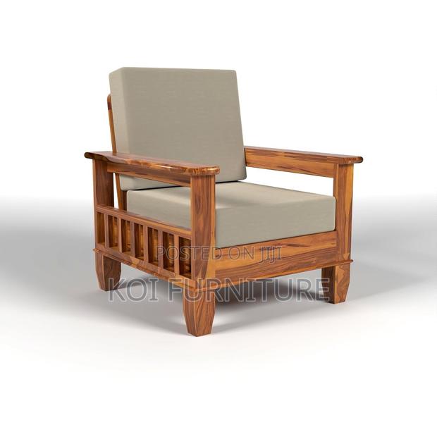 Sofa Set; Six Seaters Heavy Cushioned With Mahogany Finish Line - thumbnail 7