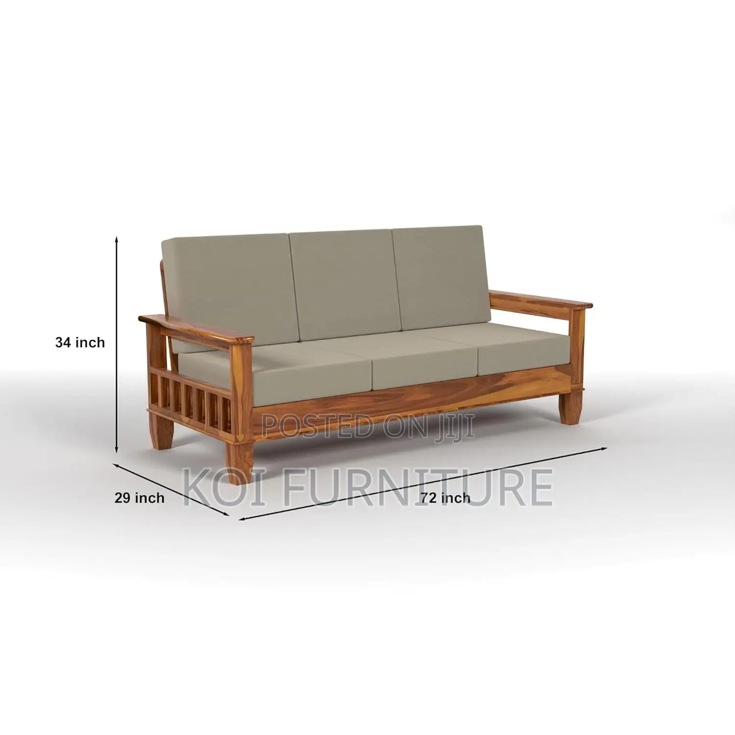 Sofa Set; Six Seaters Heavy Cushioned With Mahogany Finish Line