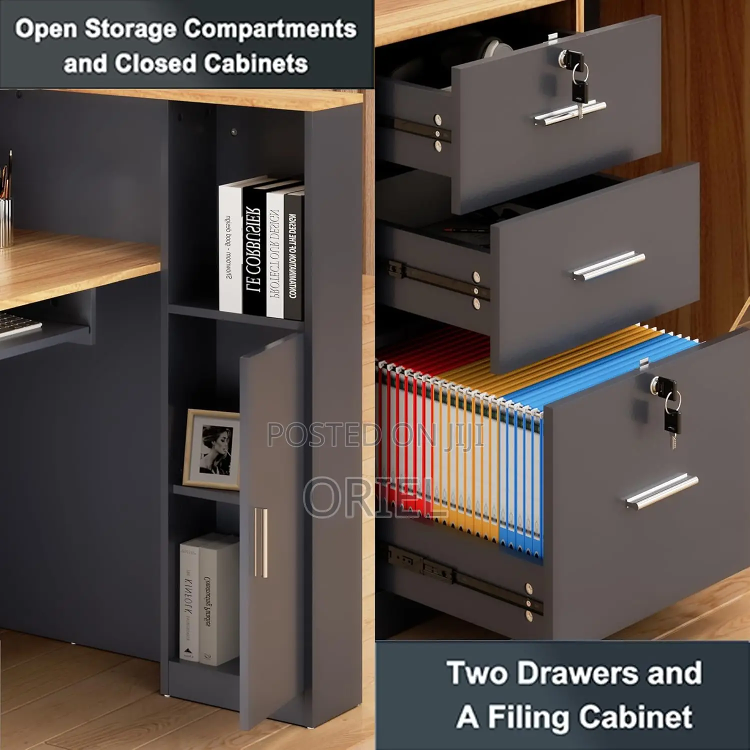 Office Reception Desk :L-Shaped Reception Desk With Lockable Drawers