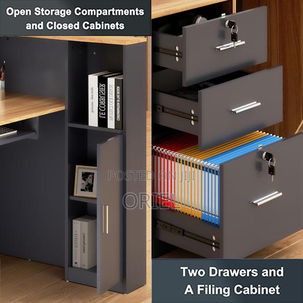 Office Reception Desk :L-Shaped Reception Desk With Lockable Drawers - thumbnail 3