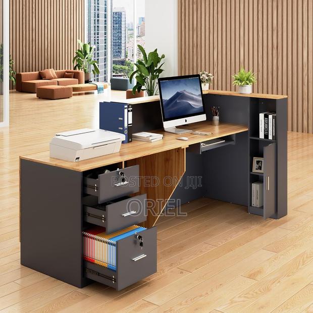 Office Reception Desk :L-Shaped Reception Desk With Lockable Drawers - thumbnail 12