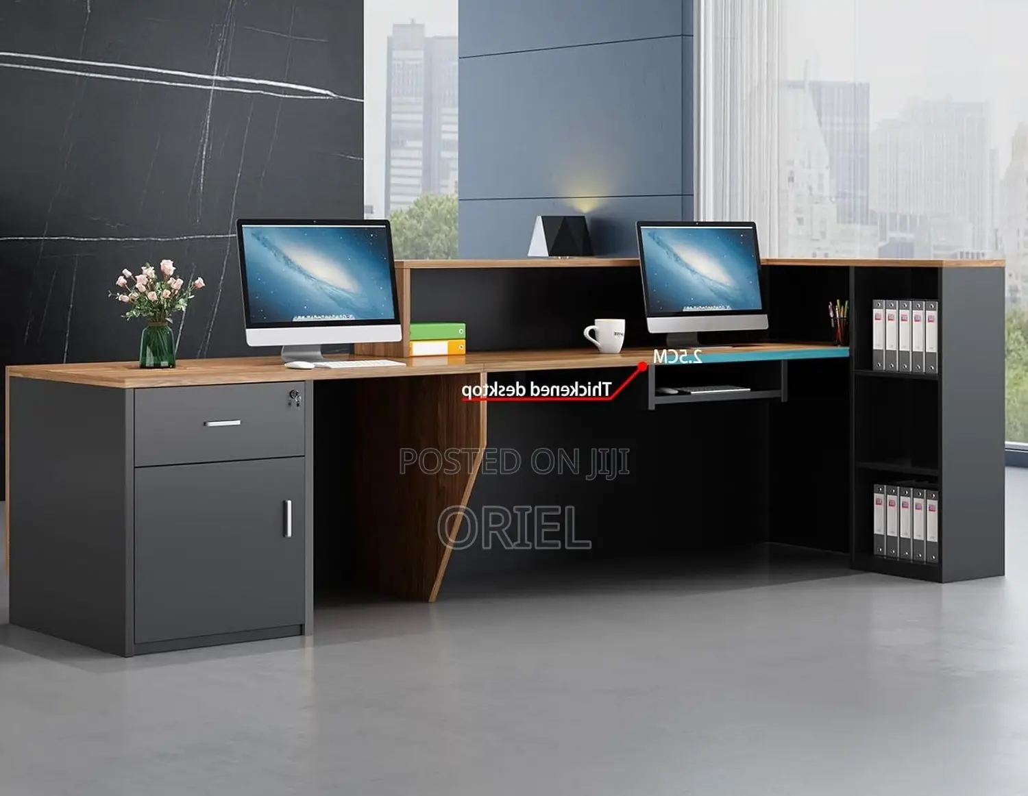 Office Reception Desk :L-Shaped Reception Desk With Lockable Drawers