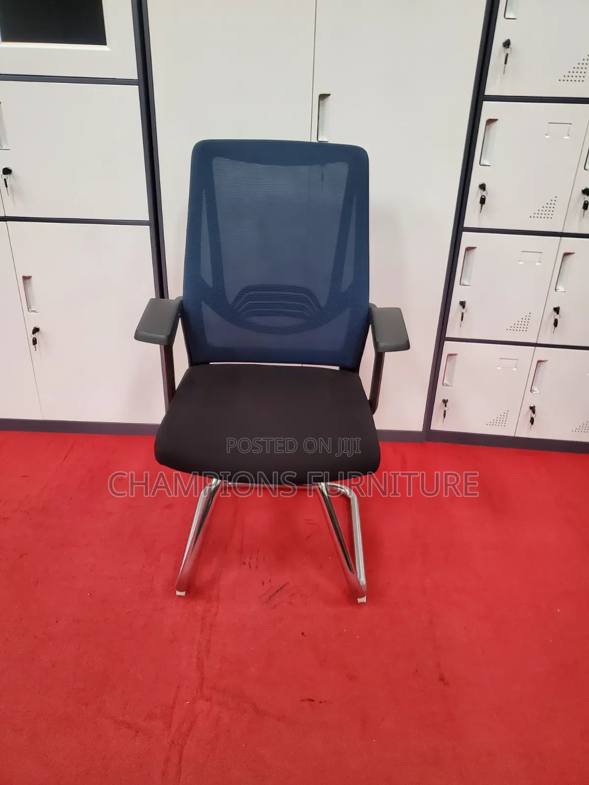 Blue Cantilever Mesh Chair
