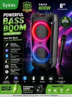 8" Inches Syinix Audio Party Boom Box Speaker (Built-in Battery)