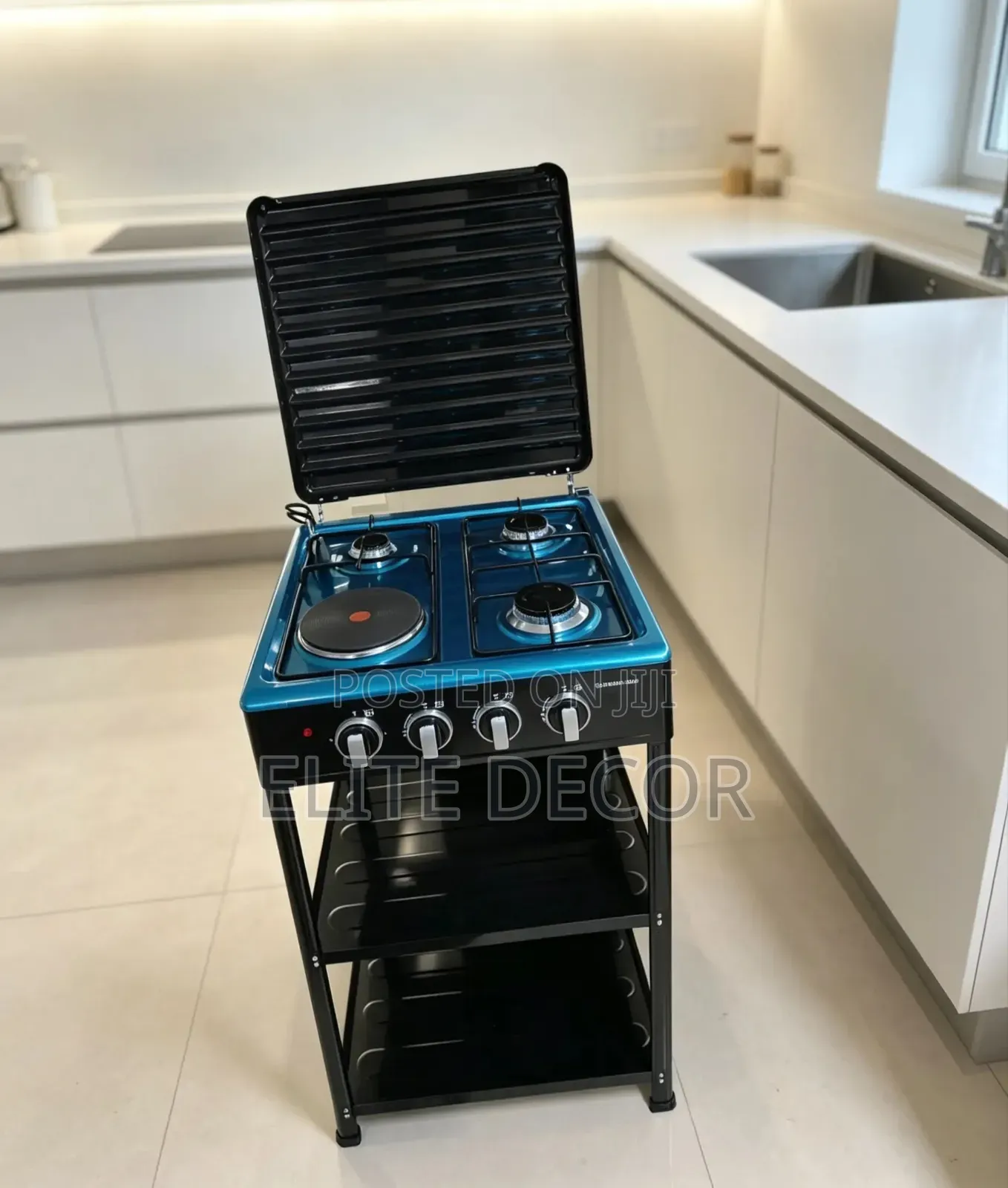 Electromate Standing Cooker 3 Gas + 1 Electric Burner With Shelves