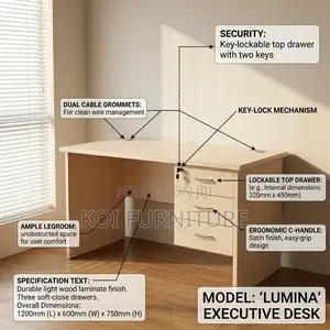 Office Desk; 1.2 Meters Quality Clerical Desk With Lockable Drawer