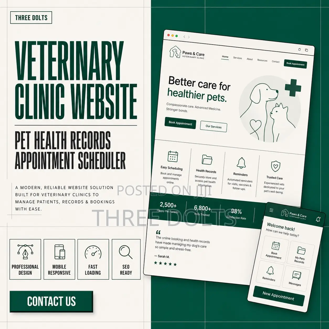Veterinary Clinic Website | Pet Health Records Appointment Scheduler