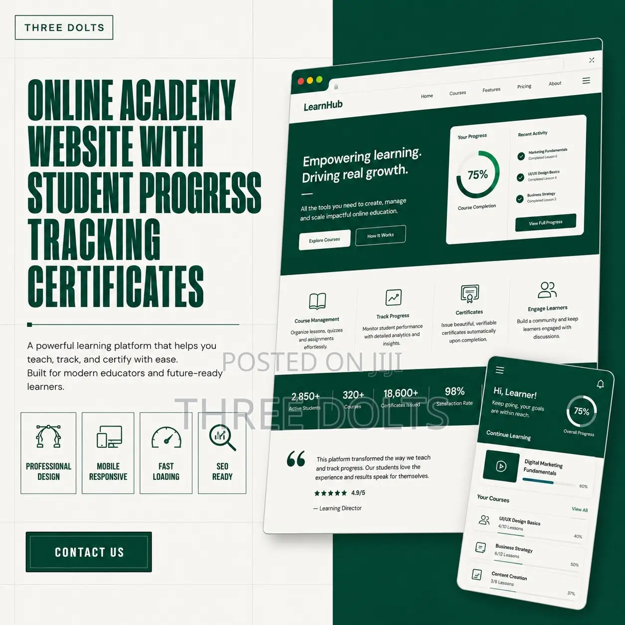 Online Academy Website With Student Progress Tracking Certificates