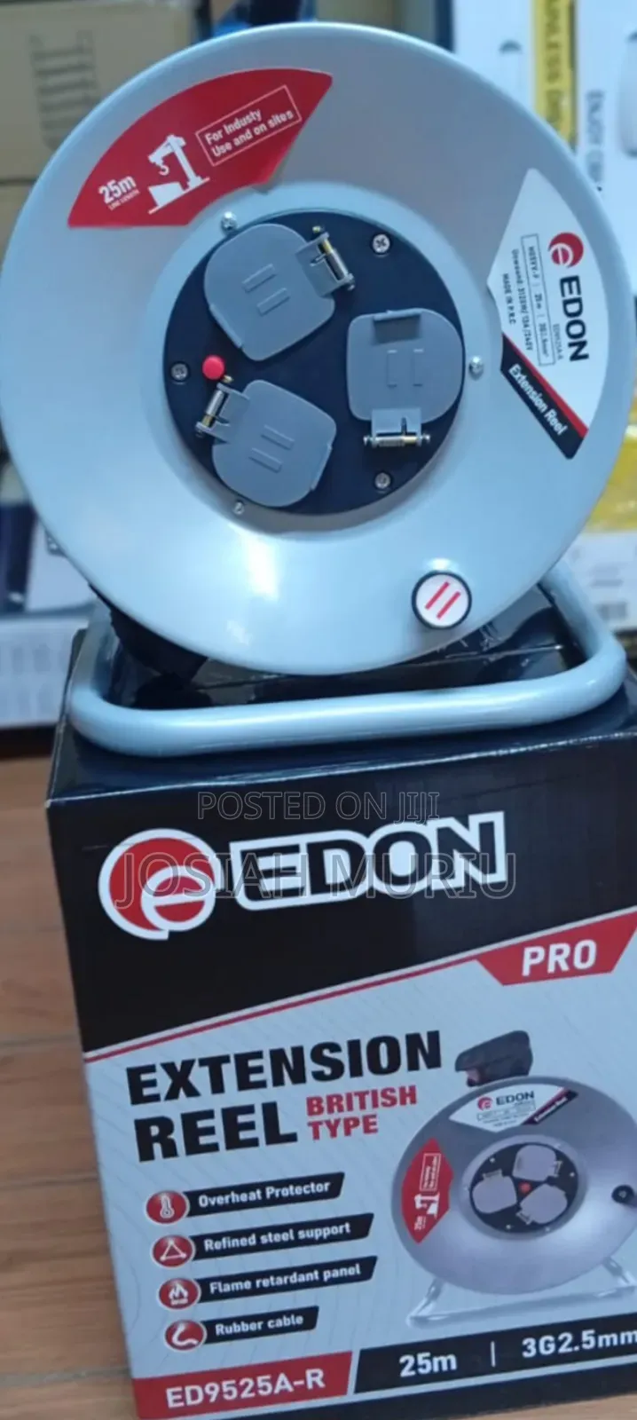 Edon Pro 25m 2.5mm Extension Reel With Overload Protection