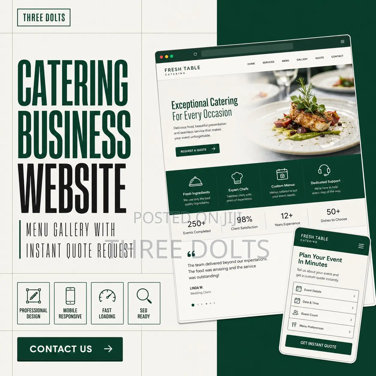 Catering Business Website | Menu Gallery With Instant Quote Request