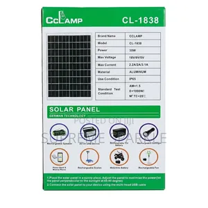 Cclamp 35w Solar Panel Cl-1838 Multi-Voltage 18v 9v 5v