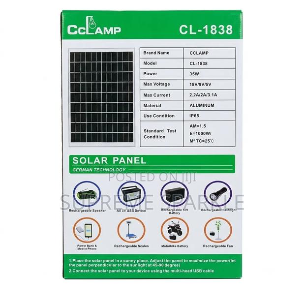 Cclamp 35w Solar Panel Cl-1838 Multi-Voltage 18v 9v 5v - thumbnail 2