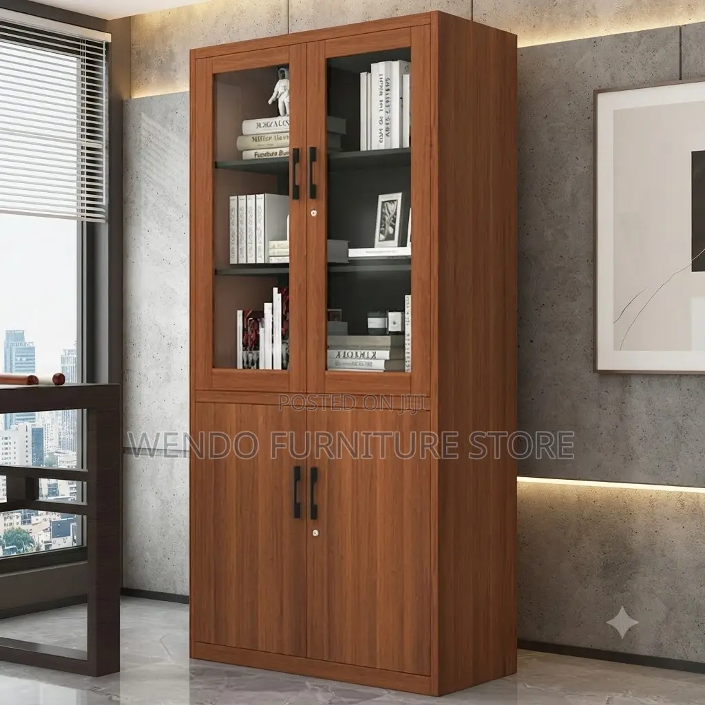 Office Cabinet; Modern Files Storage Cabinet Made of Wooden With Glass