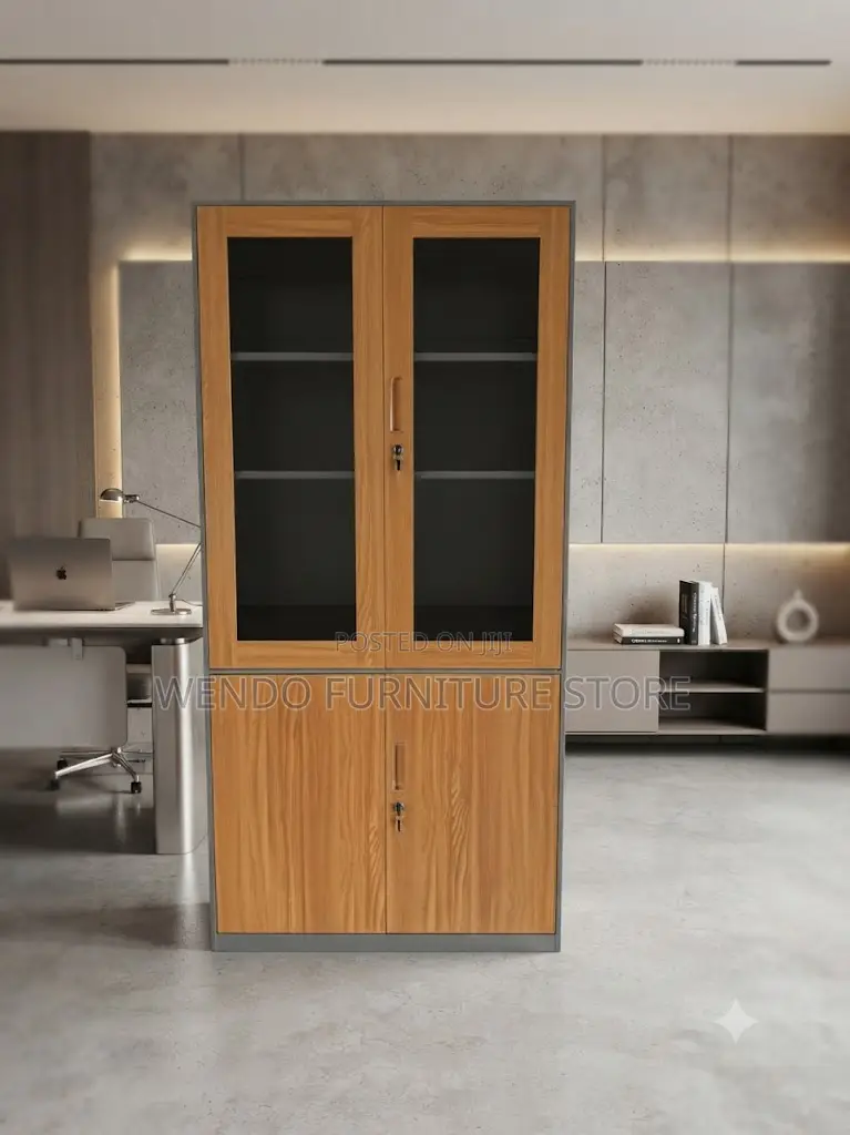 Office Cabinet; Modern Files Storage Cabinet Made of Wooden With Glass