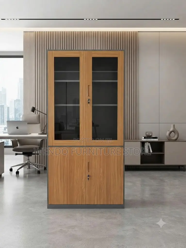 Office Cabinet; Modern Files Storage Cabinet Made of Wooden With Glass
