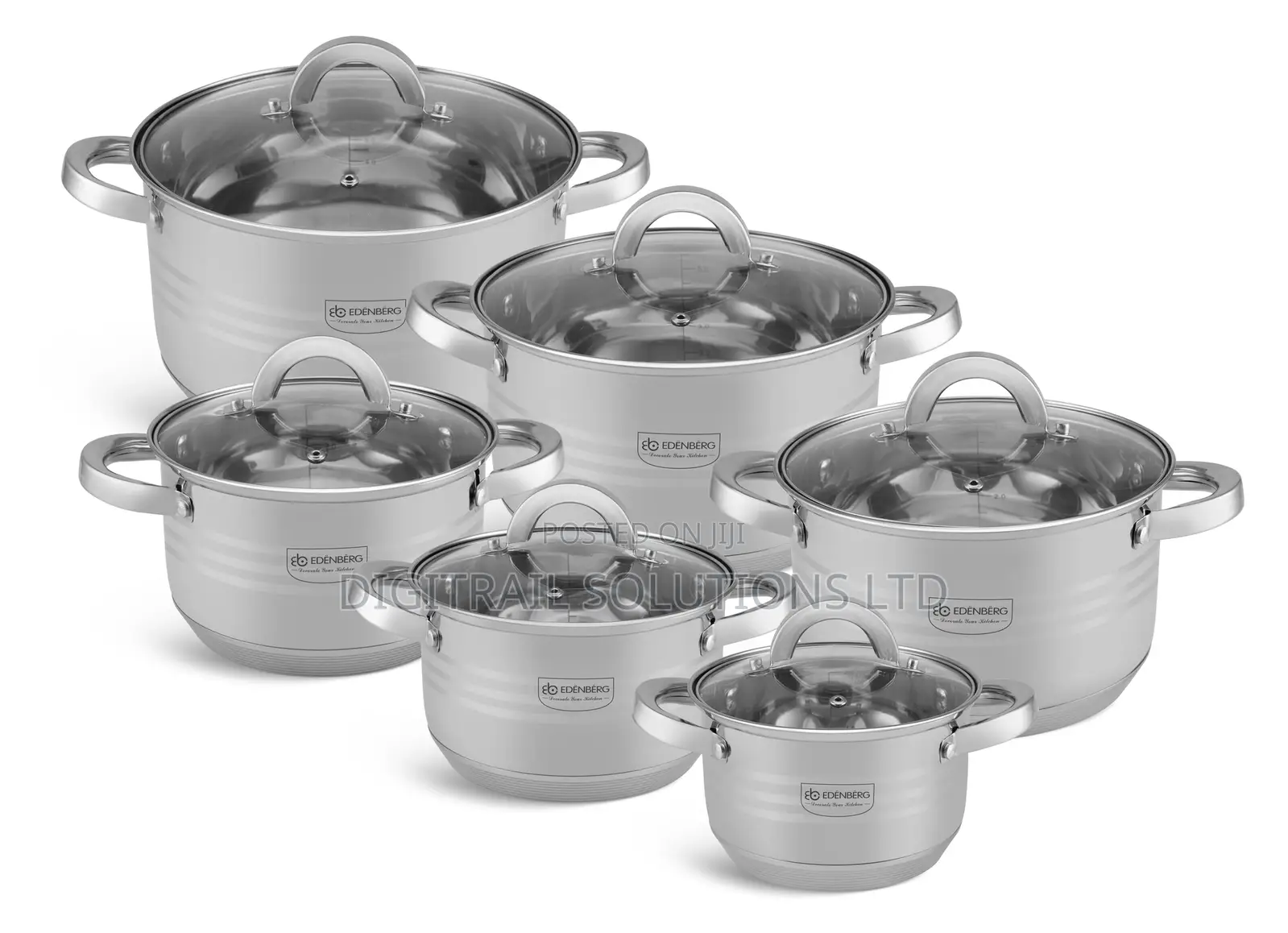 Edenberg 12PCS Stainless Steel Cookware Set With Marble Frypan
