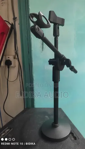 Adjustable Desktop Microphone Stand With Dual Mount Clips