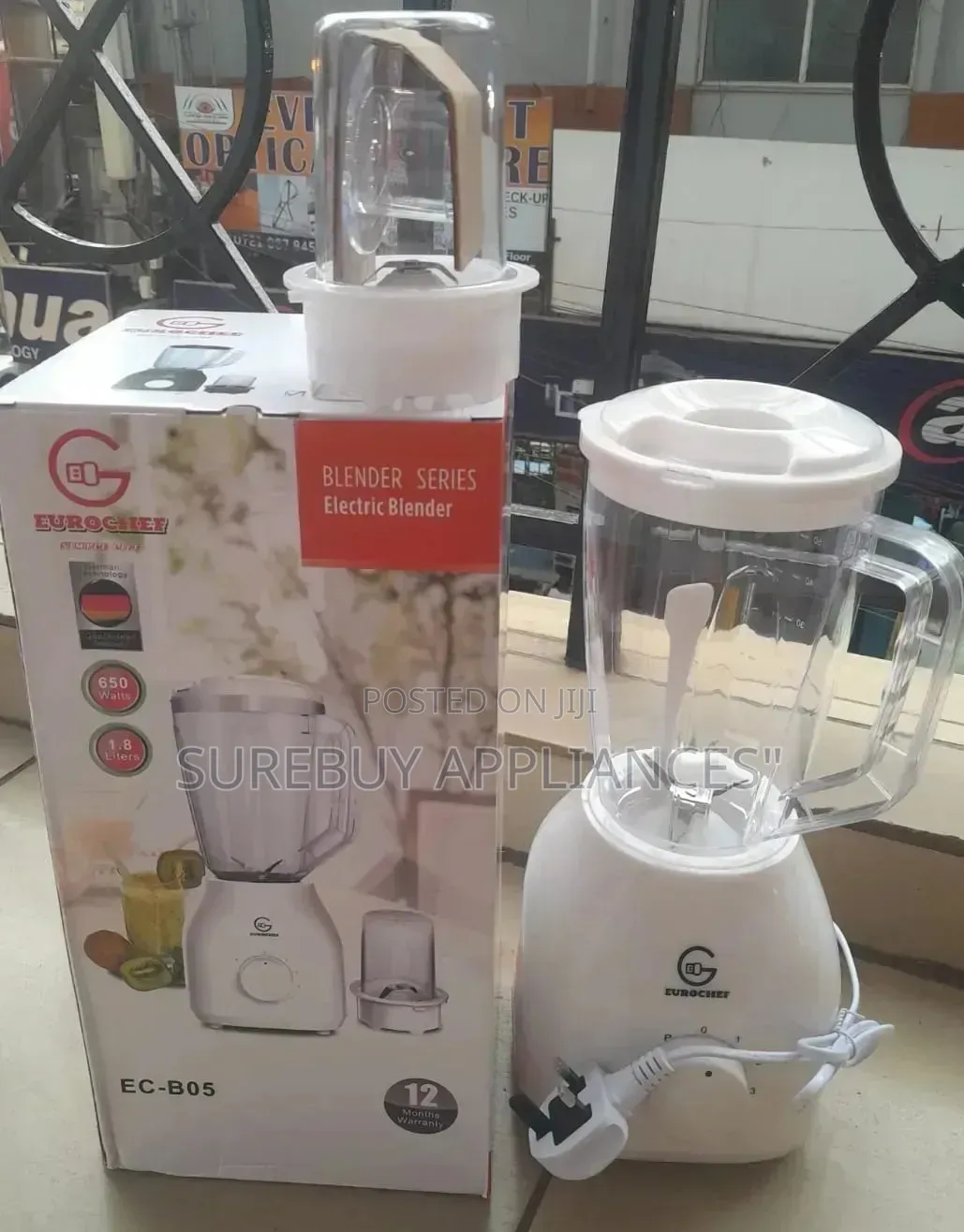 Eurochef 2-in-1 650W, 1.8l Jar Blender and Grinding Mill