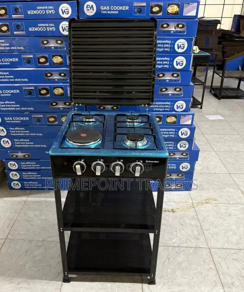 Electromate 3 Gas + 1 Electric Standing Cook Storage Shelves