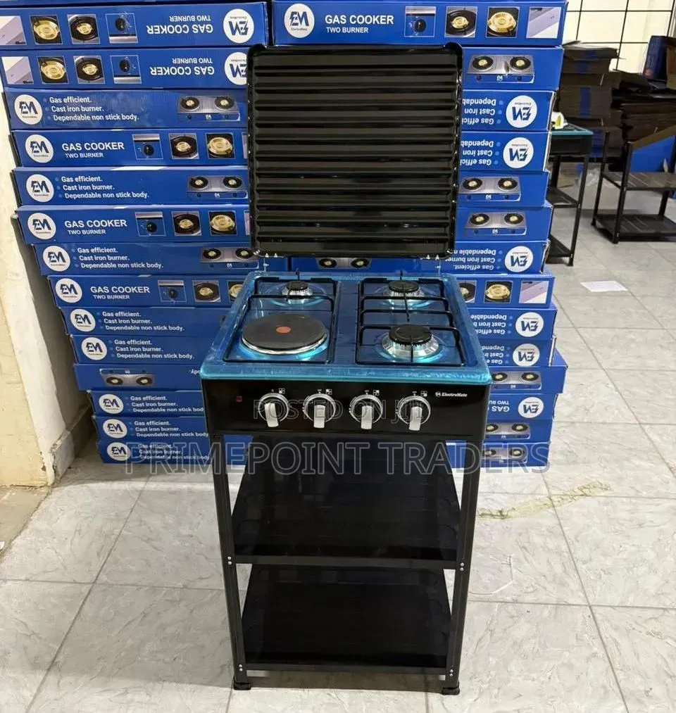 Electromate 3 Gas + 1 Electric Standing Cook Storage Shelves