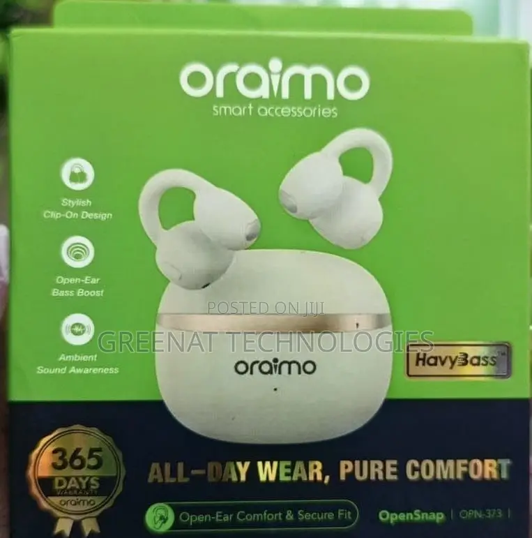 Oraimo OpenSnap OPN-373
 Open-Ear Wireless Earbuds Havybass