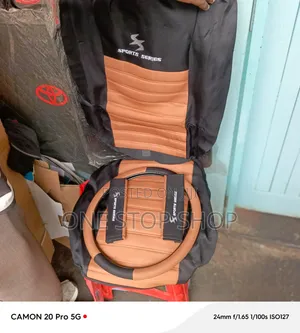Light Brown Styled Color Theme Seat Cover With Stitched Pleats