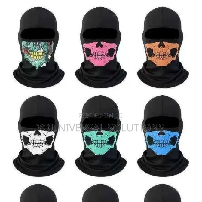 Black Skull Print Ninja Style Balaclava