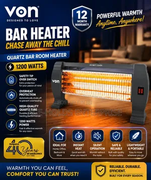 Von Quartz Bar Room Heater - 1200watts