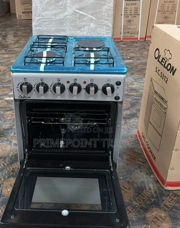 Silver Olelon 3 Gas Burner + 1 Electric Free Standing Cooker 50*55