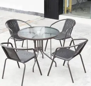 Outdoor Set: 5 Piece Breathable Backrest Family Outdoor Set