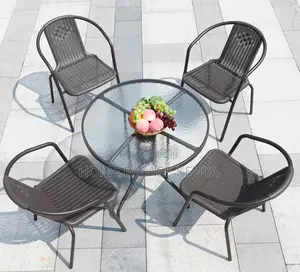 Outdoor Set: 5 Piece Breathable Backrest Family Outdoor Set