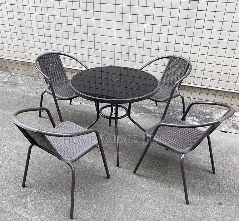 Outdoor Set: 5 Piece Breathable Backrest Family Outdoor Set