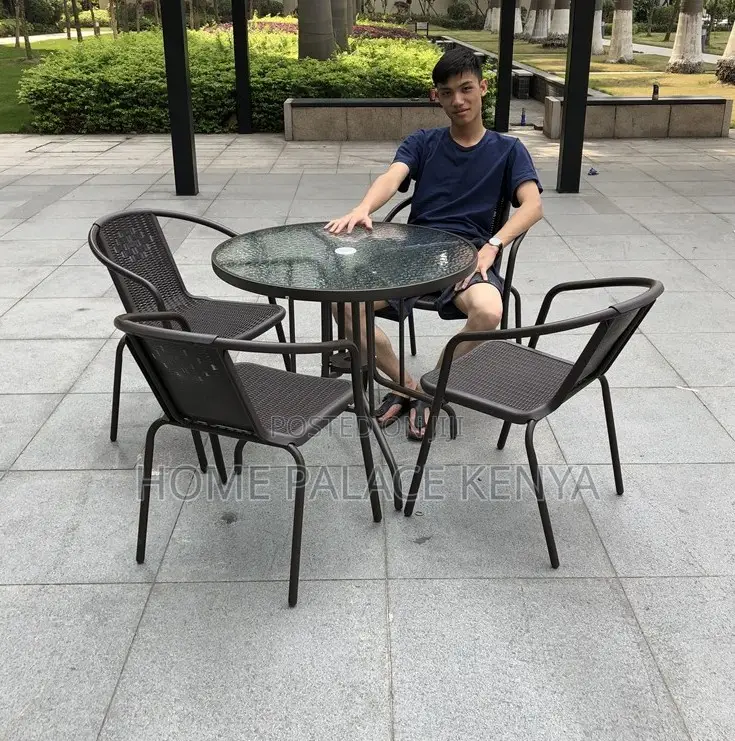 Outdoor Set: 5 Piece Breathable Backrest Family Outdoor Set