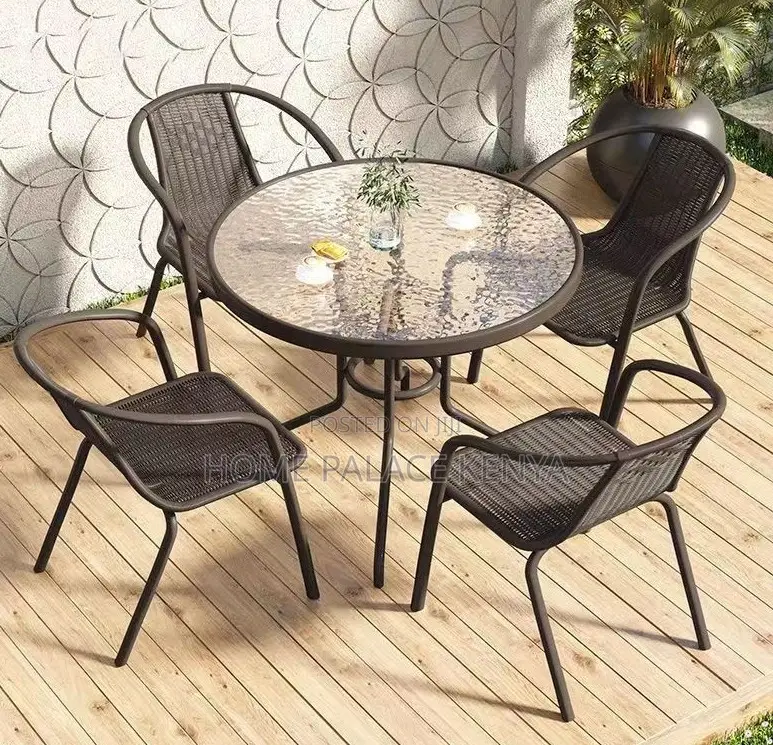 Outdoor Set: 5 Piece Breathable Backrest Family Outdoor Set