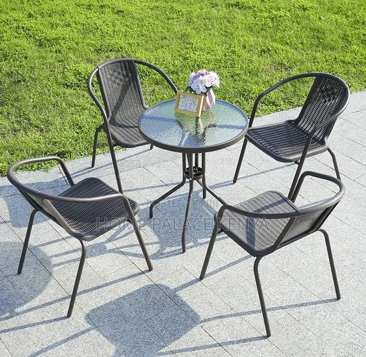 Outdoor Set: 5 Piece Breathable Backrest Family Outdoor Set