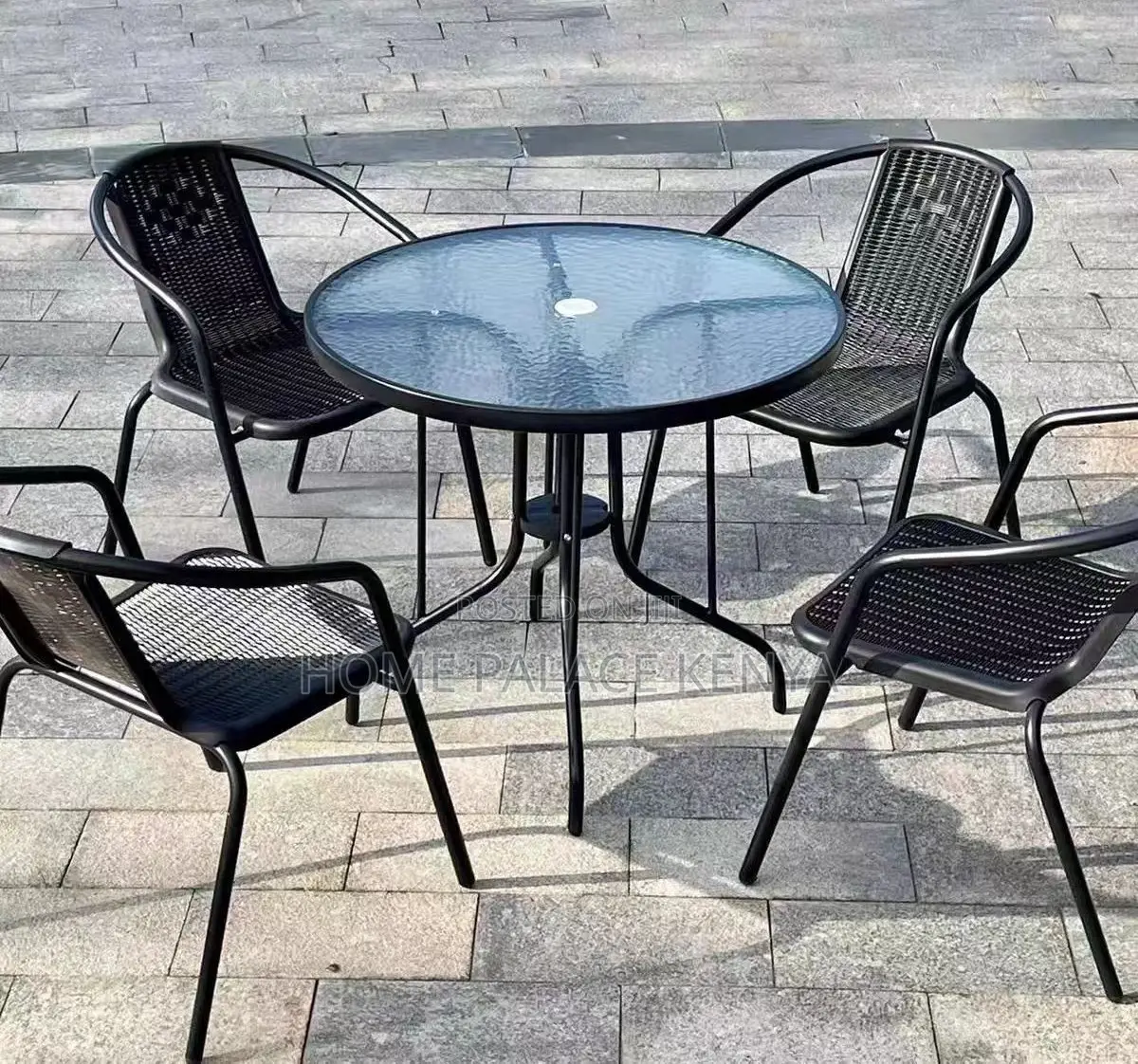 Outdoor Set: 5 Piece Breathable Backrest Family Outdoor Set
